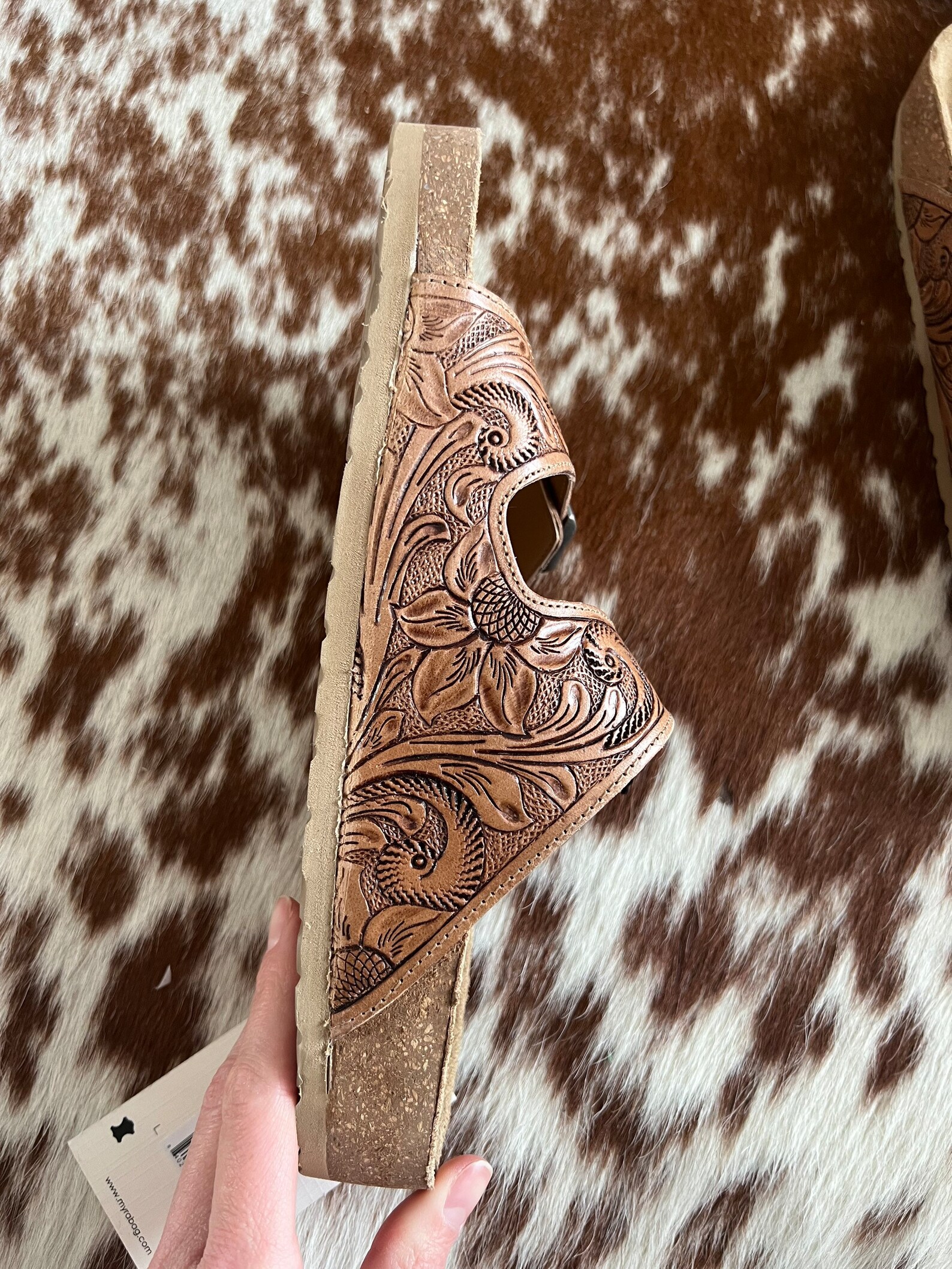 tooled leather sandals