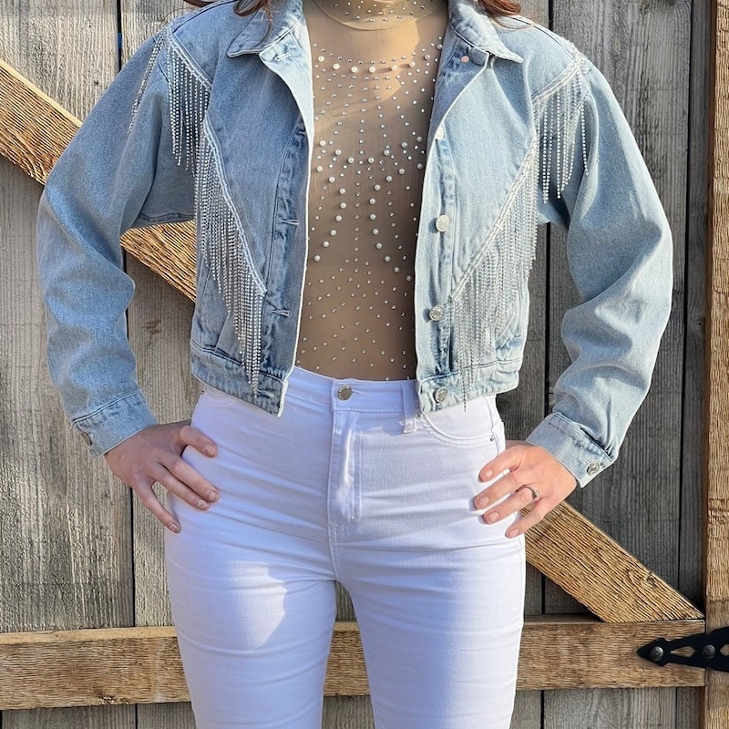 A DEE - Thea Front Frill Short Jacket - Pale Pink