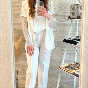 White Rhinestone Blazer
