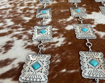 New! Square Up Concho Belt / SILVER