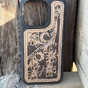 Floral tooled leather iPhone case