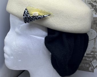 vintage Kangol beret Graham Smith unusual black white