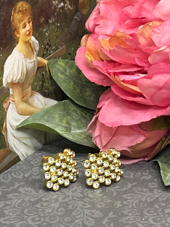 Gold earrings  vintage Cristalina bnwt diamanté statement View 3