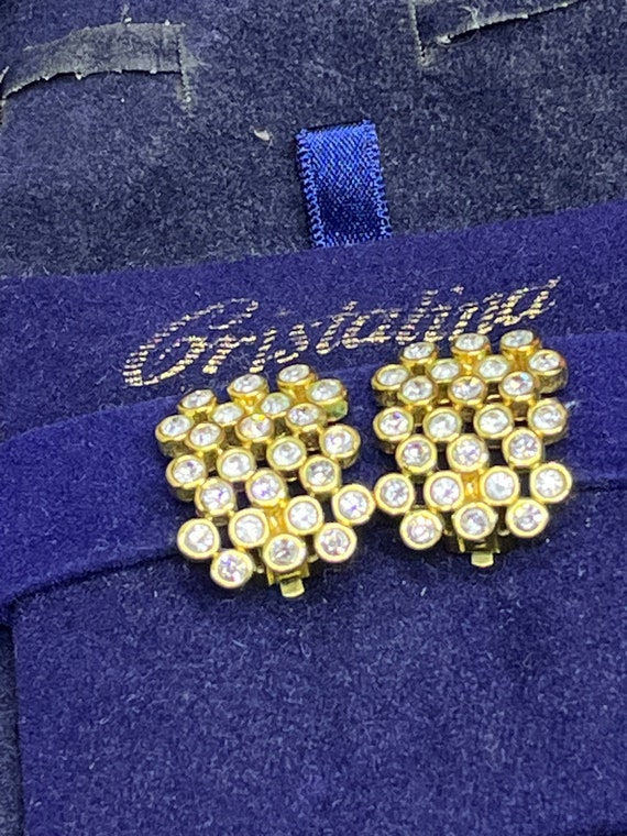 Gold earrings  vintage Cristalina bnwt diamanté statement View 2