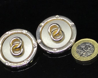 gold logo  earrings statement vintage clip on designer