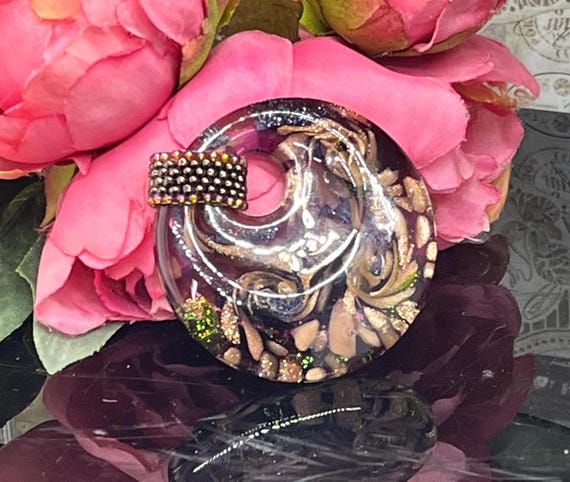 Murano glass pendant purple round Aventurine