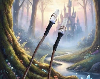 Enchanted magical wand quartz crystal healing wizard