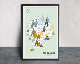 Colorado 14ers Sticker Map | Rocky Mountains | CO Rockies | 14er checklist | National Park Poster | Bucket List | Hiking Gift | Peak bagging