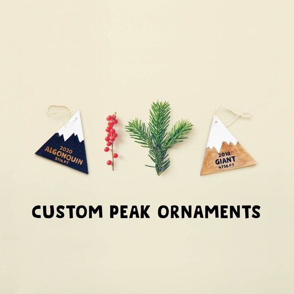 Custom Peak Ornaments | Personalized Ornament | Mountains | Christmas | Holiday Decor | Hiking Gift | Hiker Present | Handmade Holiday Decor