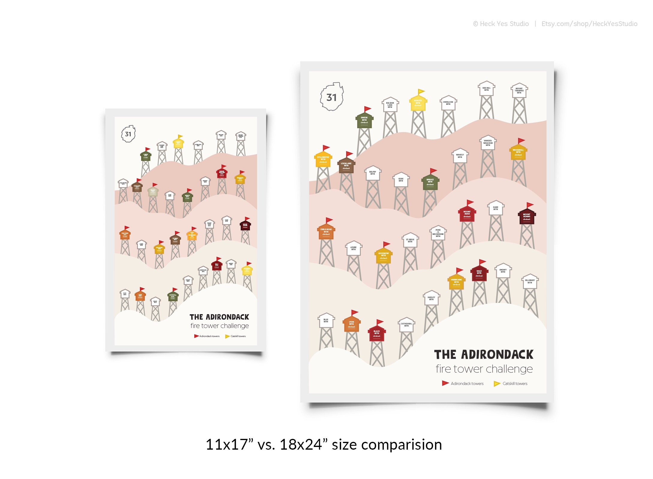 Adirondack Fire Towers Sticker Map | Catskill Fire Towers | Fire Tower ...