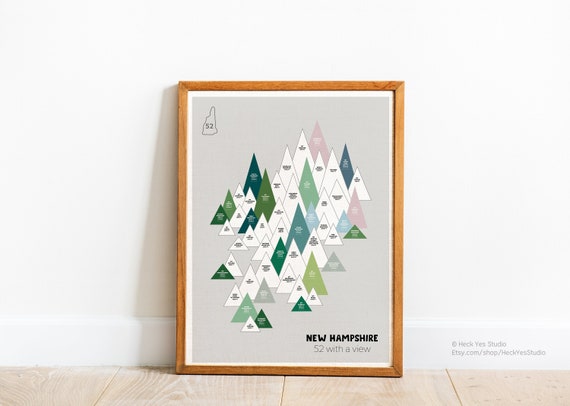 New Hampshire '52 With A View' Map 18x24 Poster