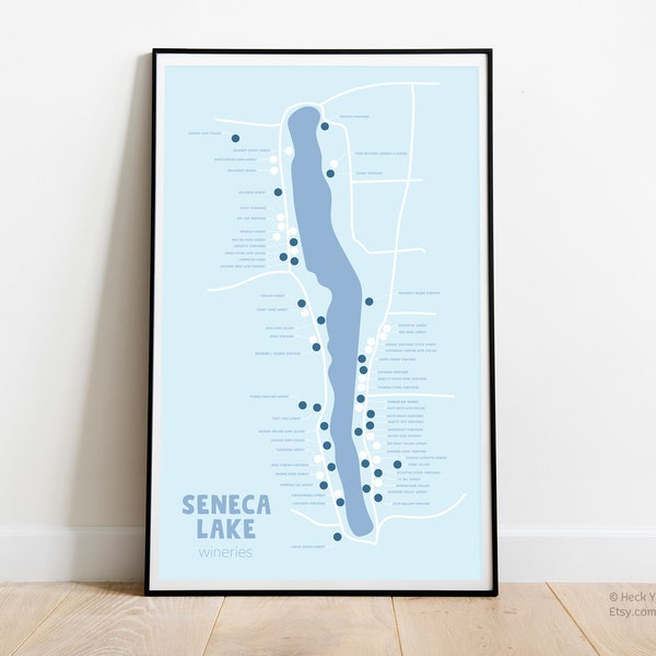 Seneca Lake Wineries Sticker Poster | Finger Lakes | Winery Decor | Sommelier Gift | FLX Wine Trail | Lake Decor | Wall Art | Wine collector