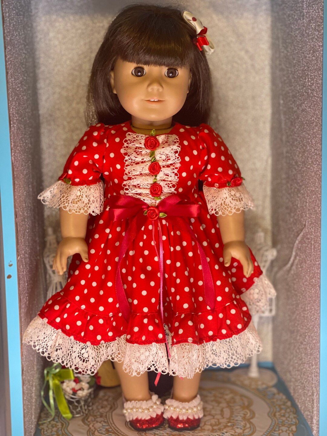 Doll Dress/ Red and White Poka Dot Dress Fit 18 American Girl Doll