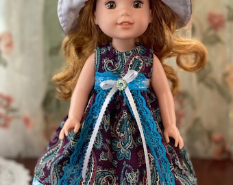 Doll Dress & Hat Set for 15 inch Ruby Red/Wellie Wisher Doll