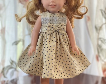 Handmade Star Dress for 15-inch Ruby Red Fashion Friend Doll, Hair Bow