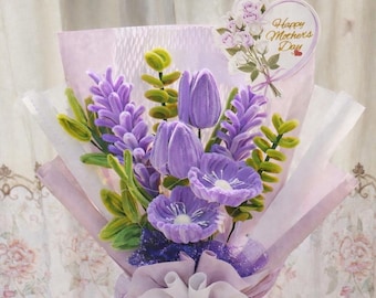 Handmad Pipe cleaner flowers Mother's day gift Easter bouquets home decor Tulips Poppies Daisies flowers