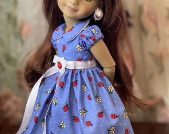 Ladybug Doll Dress for 15 inch Ruby Red Fashion Friend Doll, Daisy Hair Clip
