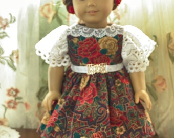 18 Inch Doll Dress: Rosy Cotton Outfit with Hair Bow