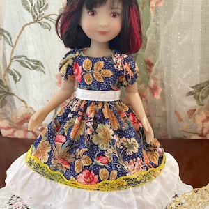 Doll dress made for 12 inch Sibblies doll or same size doll doll / dress for doll/ Doll clothes/ Flower theme dress/ summer doll outfits