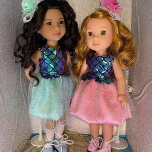 Doll dress/ Mermaid dress fit 14.5 inch Wellie Wisher/ 15 inch Ruby Red  Fashion Friend/ Doll clothes/ Pink dress/ Mermaid outfit/ Doll