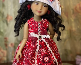15 Inch Doll Dress and Hat Set: Ruby Red, Wellie Wisher