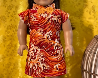 Asian Doll Dress for 18 Inch American Girl Doll, Handmade Outfit