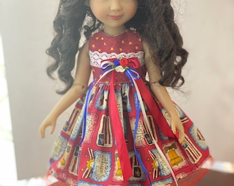 4th July Doll Dress for 15" Ruby Red Fashion Friends, Wellie Wishers