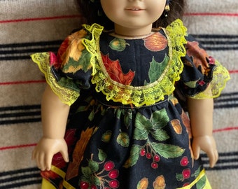 Fall Leaves Doll Dress, 18 inch American Girl Doll Outfit