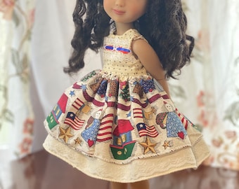 Doll dress / Star dress make for 15 inch Ruby Red Fashion Friend / Wellies Wisher / Handmade doll clothes /4 July outfits for doll