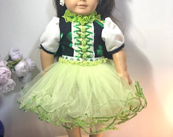 St Patrick outfits for American girl doll / Green dress for 18 inch doll/ doll dress/ doll clothes