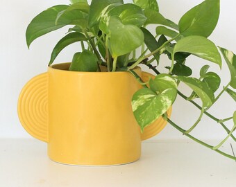 Yellow Mustard Planter with Arches Handle CLEARANCE SALE