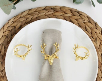 Set of 4 Golden Deer Napkin Metal Ring