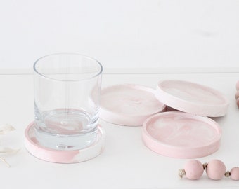Concrete Marble Coaster Set in Pink and White CLEARANCE SALE 70
