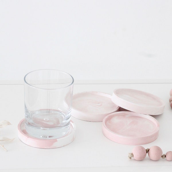 Concrete Marble Coaster Set in Pink and White CLEARANCE SALE 70