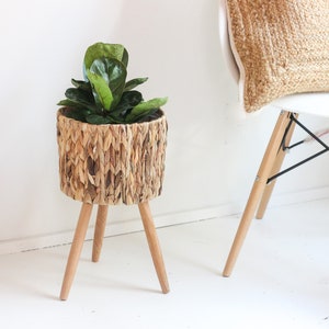 Boho Seagrass Hyacinth Woven Small Plant Stand CLEARANCE SALE