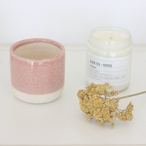 Mini Boho Blush Pink and Natural Ceramic Plant Pot with Crackle Glaze