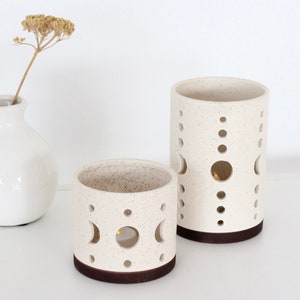 Moon Phases Ceramic Hurricane Candle Holder