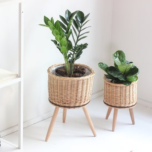 Large Vintage Wicker Woven Plant Stand CLEARANCE SALE