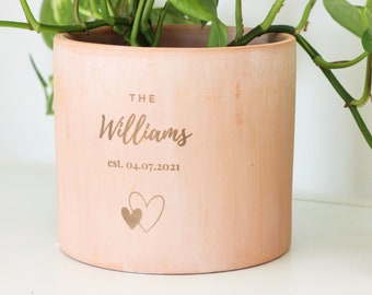 Personalized Blush Pink Flower Pot | Engraved Terracotta Planter