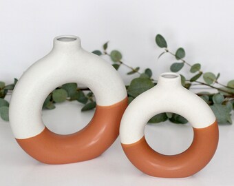 Two-tone Speckled Donut Circle Bud Vase CLEARANCE SALE