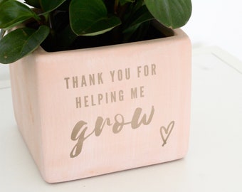 Mother's Day Gift Personalized Blush Pink Terracotta Cube Planter Pot