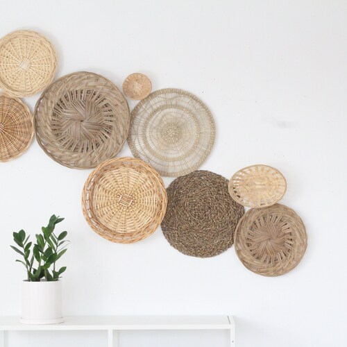 Set of 9 Wall Baskets Boho Wall Baskets Boho Wall Decor Etsy