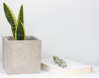 Small Concrete Cement Square Cube Planter Pot