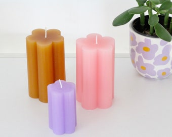 Colorful Kawaii Flower and Ribbed Pillar Candles - CLEARANCE SALE 70