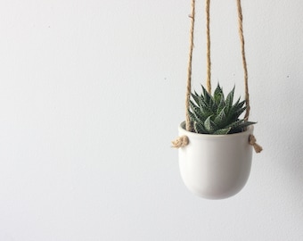 Mini Hanging Planter Pot in Matte White