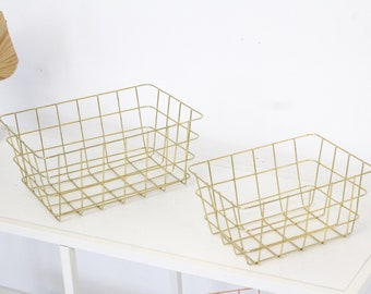 Gold Wire Basket for Pantry Organization, Bathroom Storage and EntrywayCLEARANCE SALE