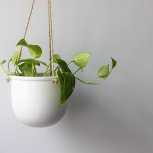 Large Hanging Planter Pot in Matte White