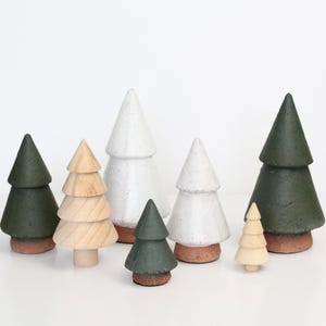 Raw Clay Christmas Trees: Matte White and Green, Large Size