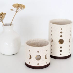 Moon Phases Ceramic Hurricane Candle Holder