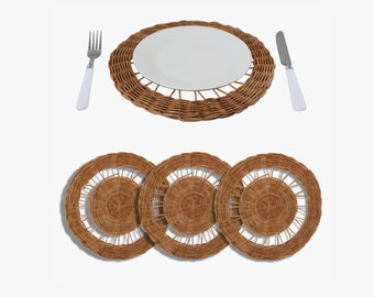 Non Slip Charger Plates Wicker Cream Dining Table Placemats CLEARANCE SALE